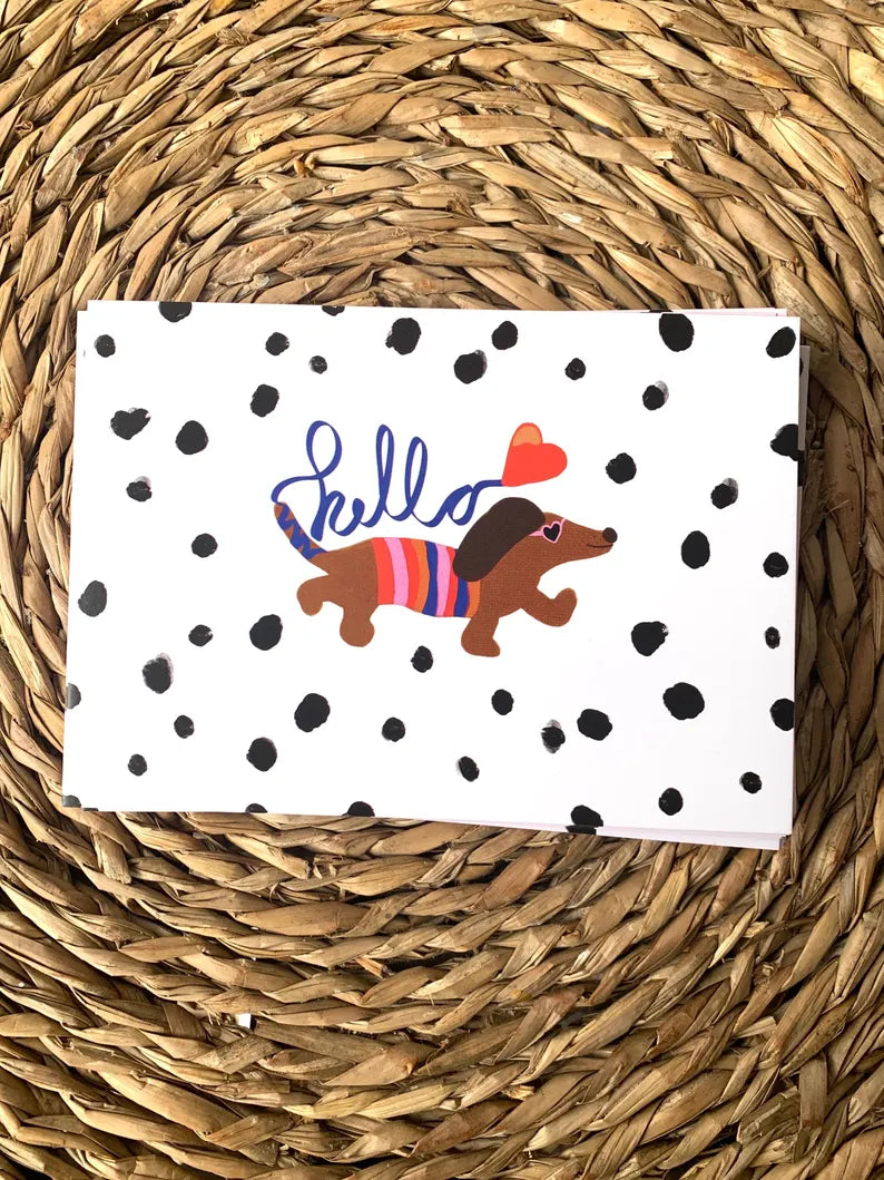 hello 🦴 Dackel Postkarte von Ute Arnold 🐾 hej ibiza