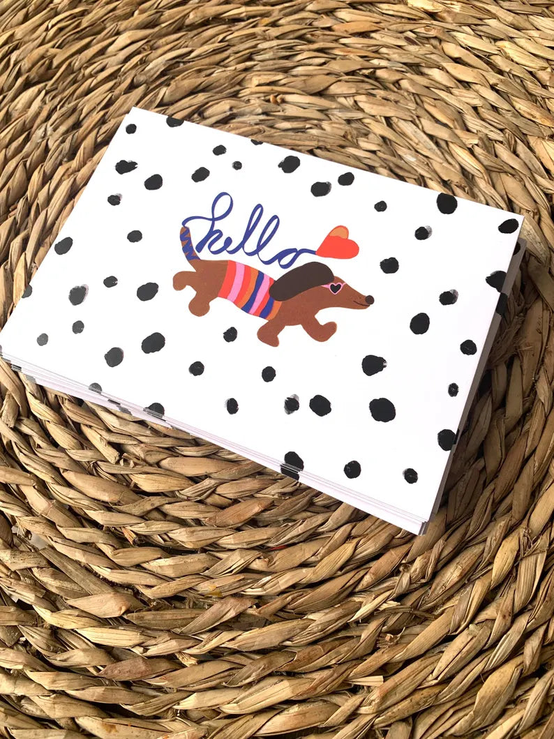 hello 🦴 Dackel Postkarte von Ute Arnold 🐾 hej ibiza