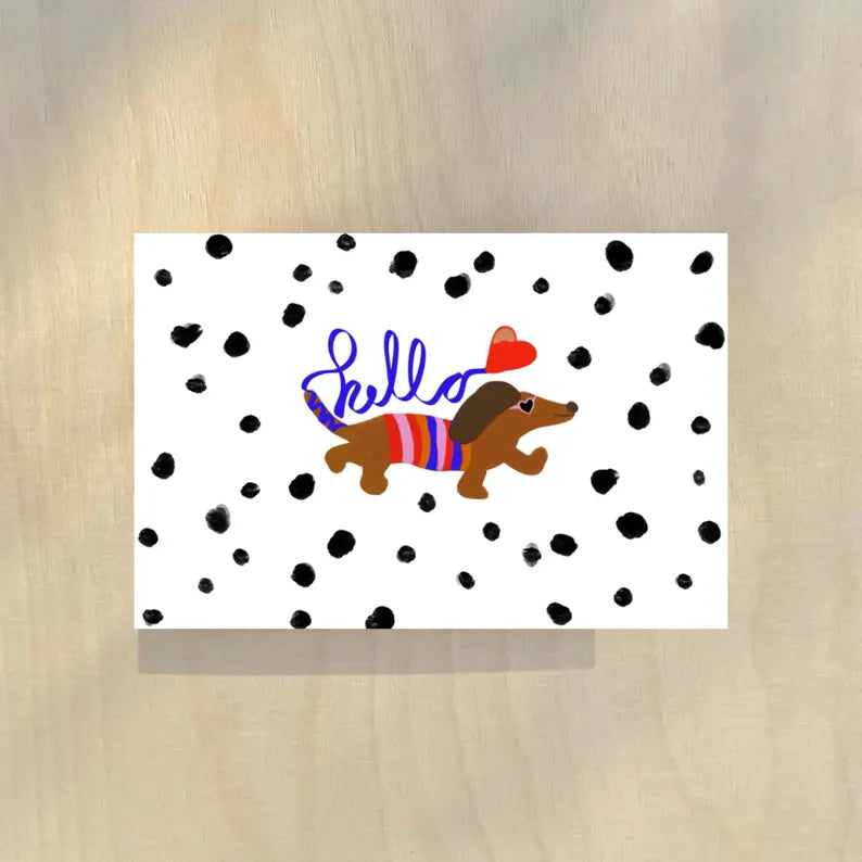 hello 🦴 Dackel Postkarte von Ute Arnold 🐾 hej ibiza