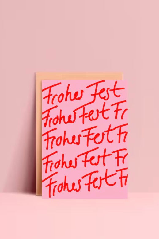 Frohes Fest ❤️🩷 Postkarte von Ute Arnold 🌲 hej ibiza