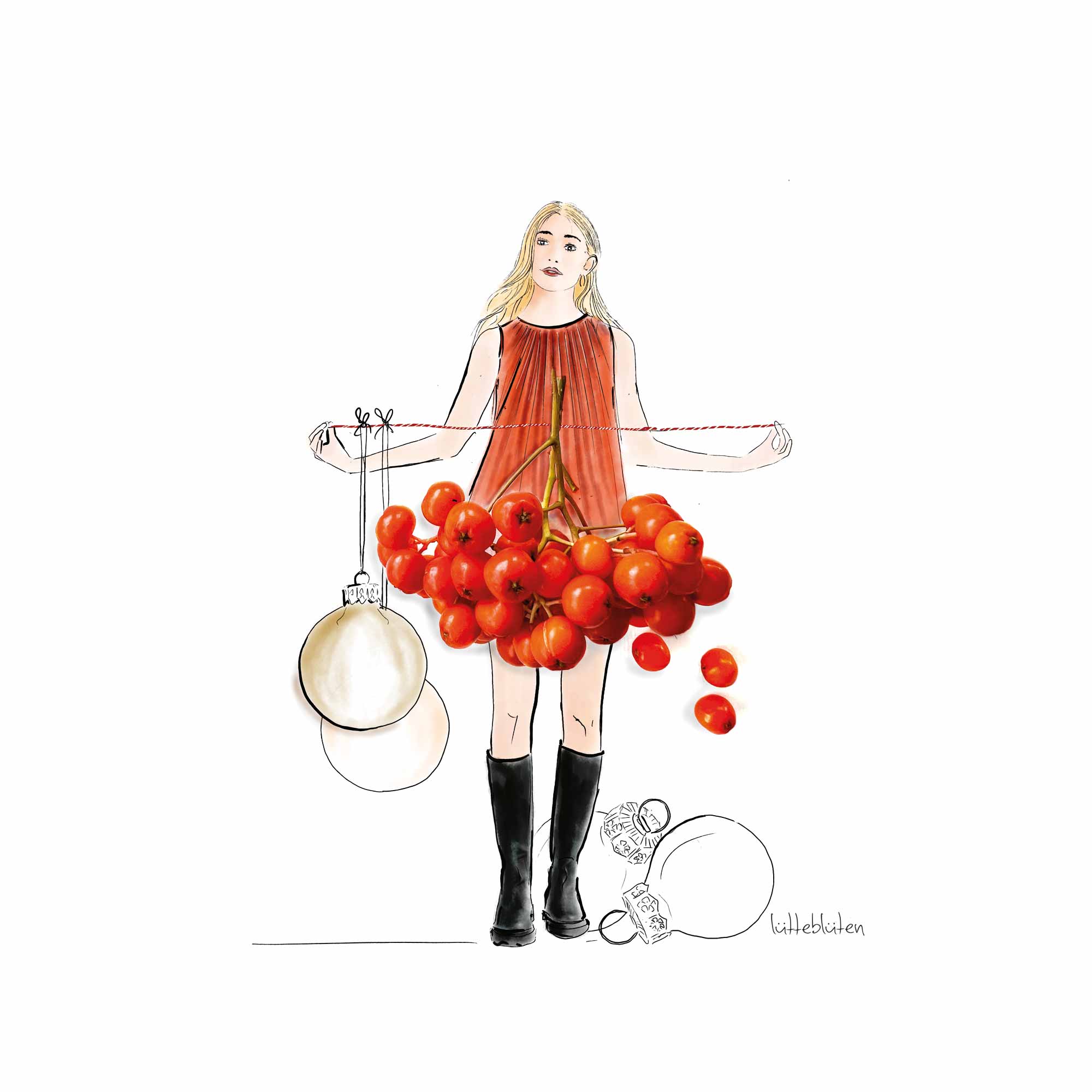 Vogelbeeren Weihnachts Outfit 🌟 zauberhafte Karten von Lütteblüten - Gabriele Ampt