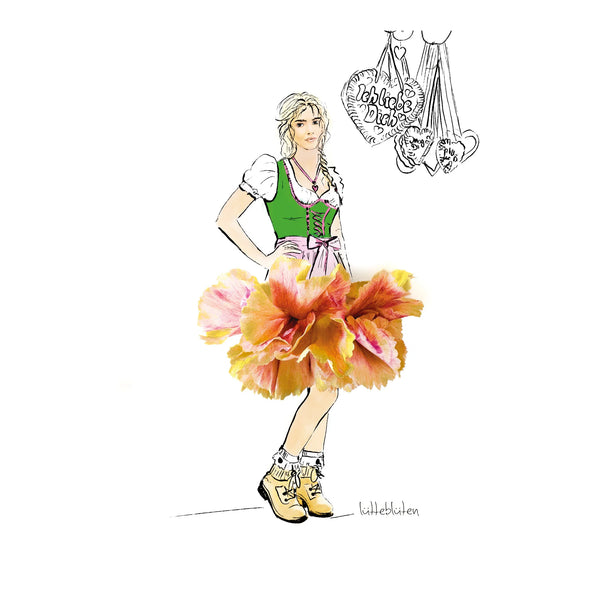 Dirndl Gruß - oder Einladung zum Oktoberfest 🥨 wundervolle Karten von Lütteblüten - Gabriele Ampt