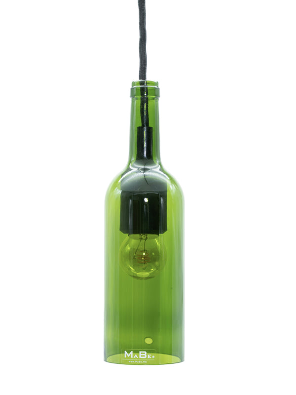 Pendelleuchte Klassik aus der Weinflasche mit Korkmündung in grün