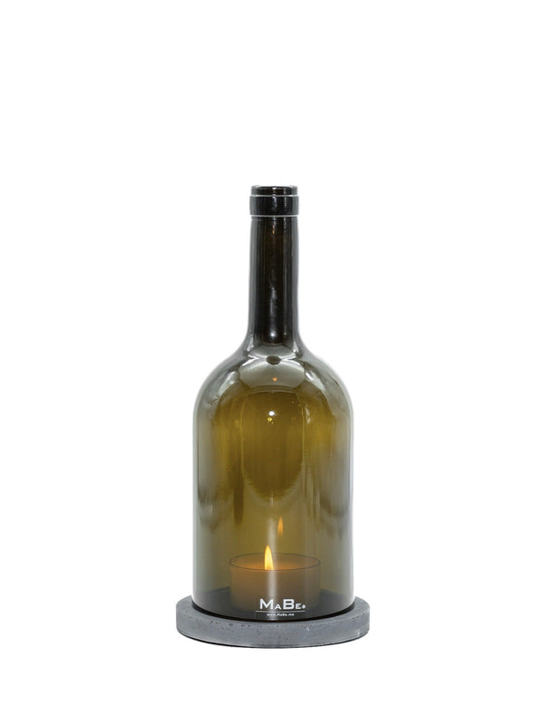 Windlicht (24cm) 1,5 l Bordeaux oliv | schwarzer Untersetzer