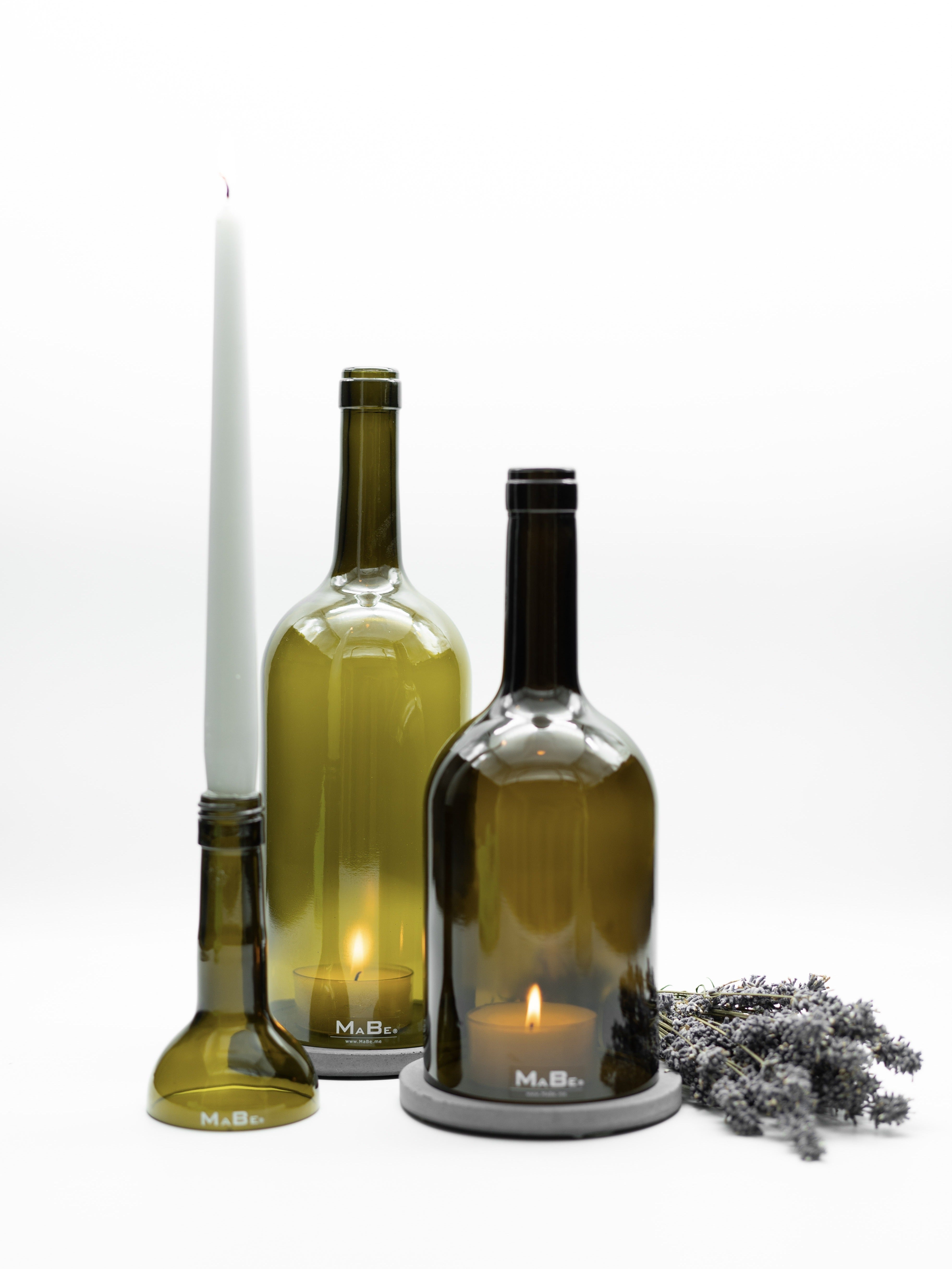 Windlicht (24cm) 1,5 l Bordeaux oliv | schwarzer Untersetzer