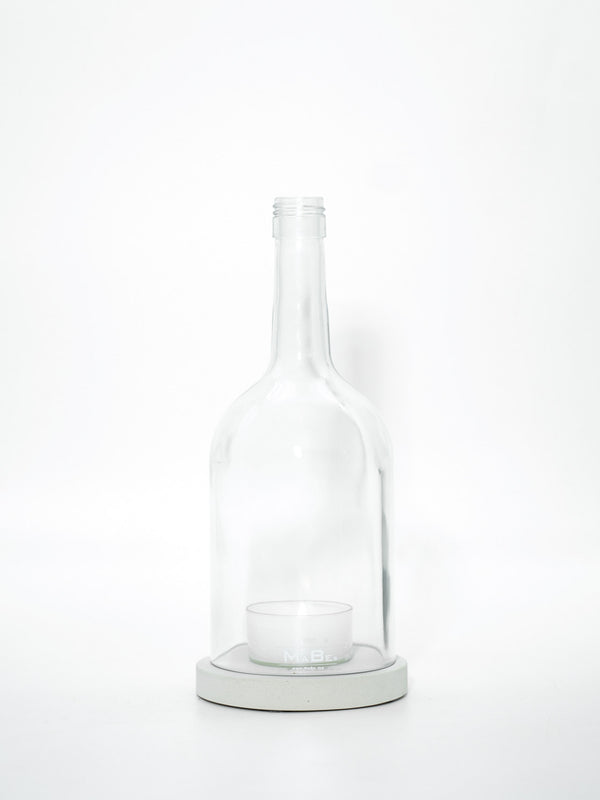 Windlicht (24cm) 1,5 l Bordeaux transparent | grauer Untersetzer