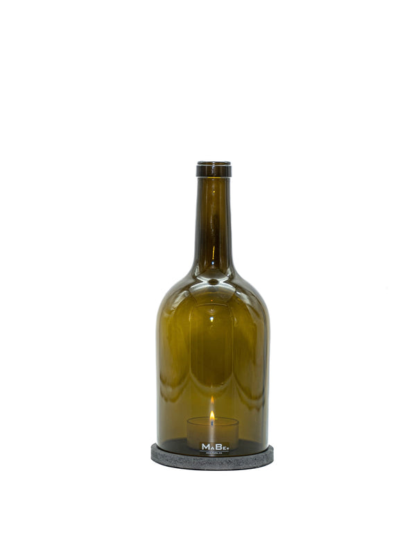 Big Bottle Windlicht (30cm) 3 l Wein | schwarzer Untersetzer