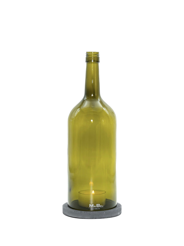 Windlicht (30cm) 1,5 l Bordeaux oliv | schwarzer Untersetzer