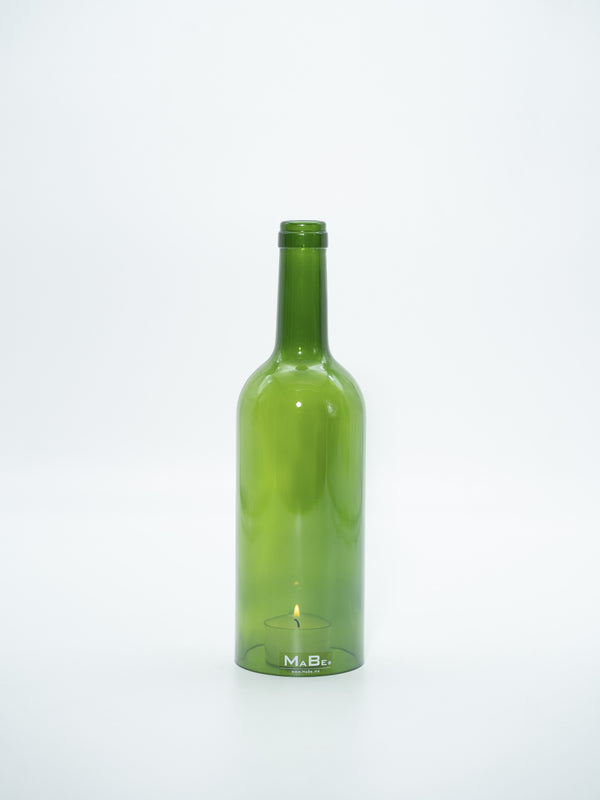Windlicht 0,7 l Bordeaux Flasche in grün