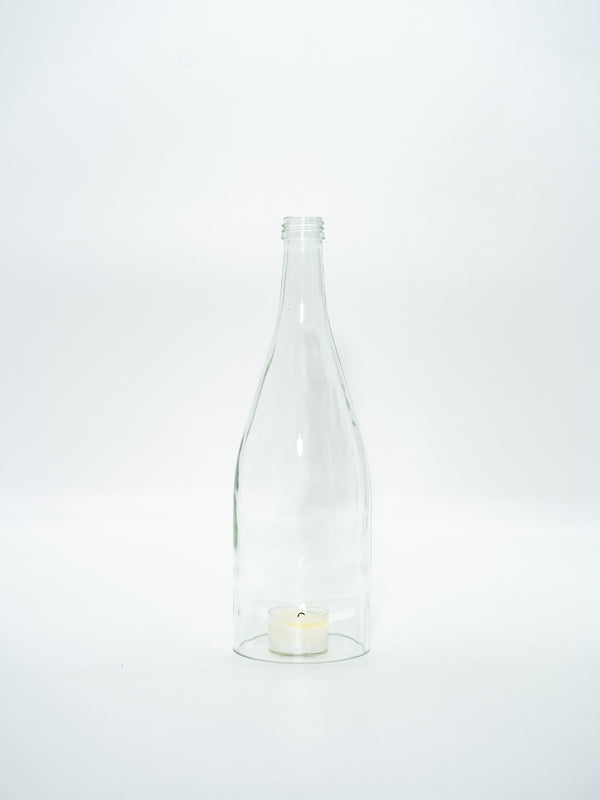 Windlicht 1 l Burgunder Flasche in transparent
