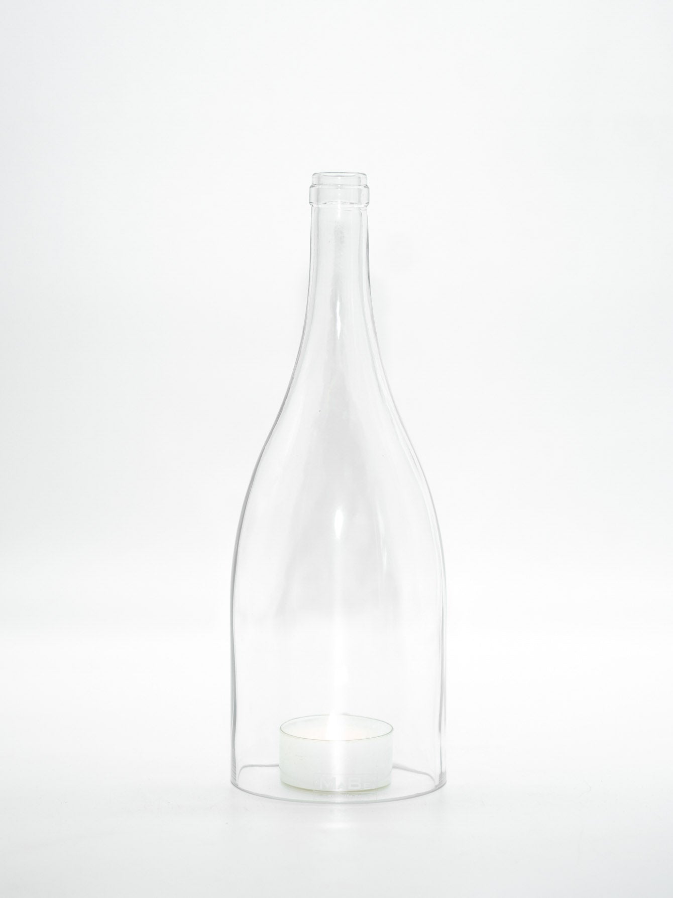 Windlicht 1,5 l Burgunder Flasche in transparent