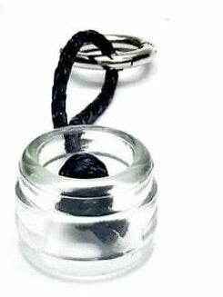 Schlüssel Anhänger aus dem Wein - Flaschenkopf transparent | chrom