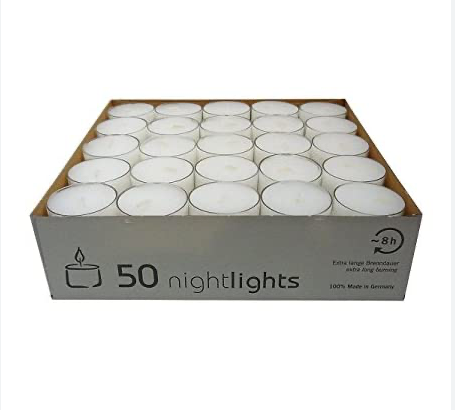 Teelichter  Nightlights der Fa. Kerzen Wenzel 50x 8 Stunden Brenndauer